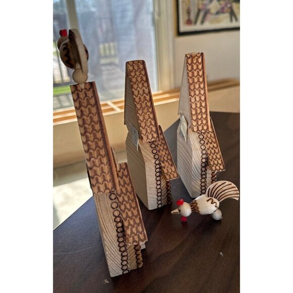 Vintage 1979 Lot of 3 Russian Wooden Folk Art House Church Souvenir Teremok - Picture 6 of 10